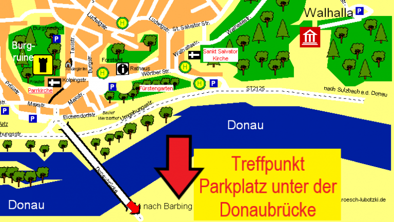 Treffpunkt Parkplatz unter der Donaubrücke